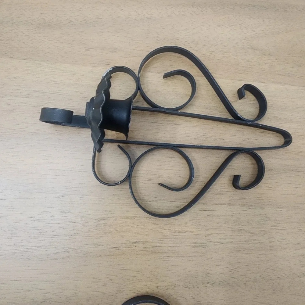 Vintage pair of  Black Metal Candle Sconce  For Peg Votive Or Taper Candle